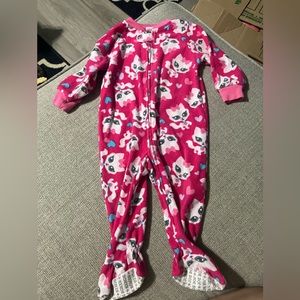 Fleece zip up pajamas.